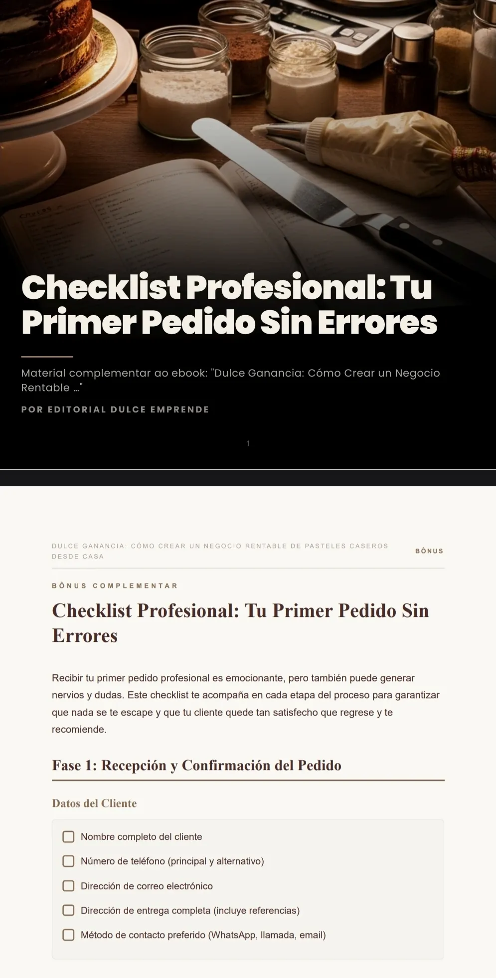 Bono — Checklist profesional: primer pedido